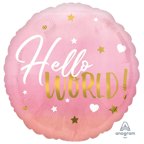 18" FOIL - HELLO WORLD - PINK