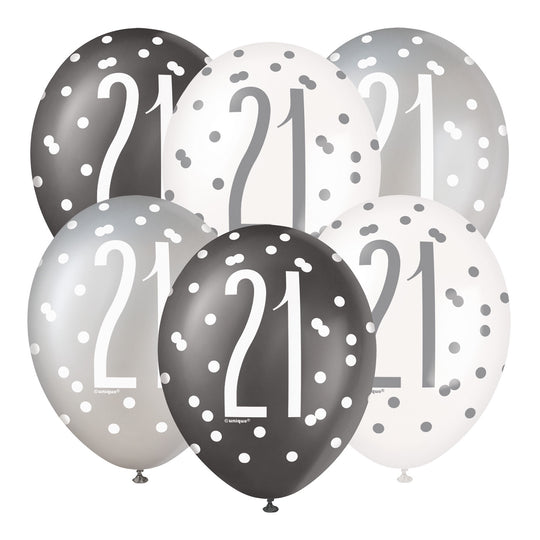 PACK OF 6 LATEX - 21st - BLACK