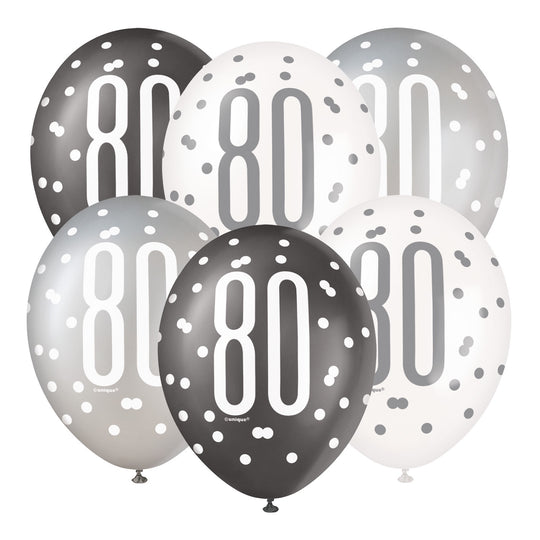 PACK OF 6 LATEX - 80th - BLACK