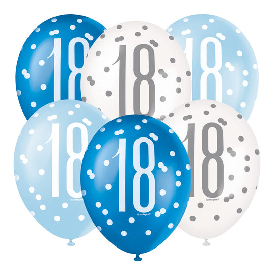 PACK OF 6 LATEX - 18th - BLUE