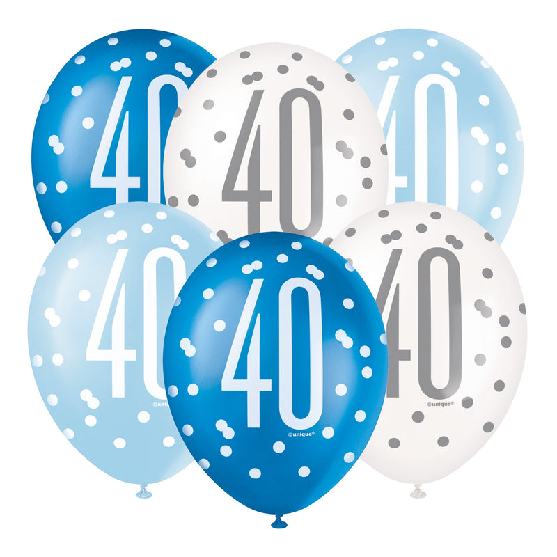 PACK OF 6 LATEX - 40th - BLUE