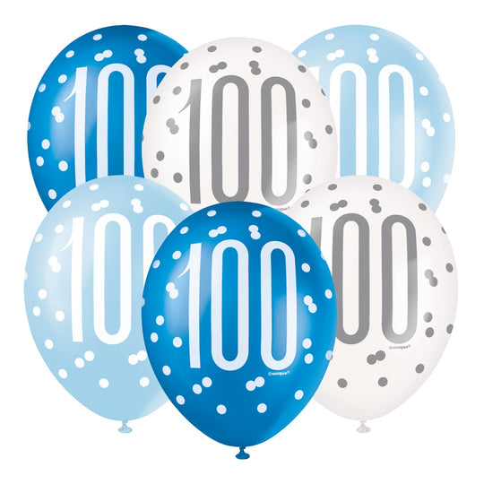 PACK OF 6 LATEX - 100th - BLUE