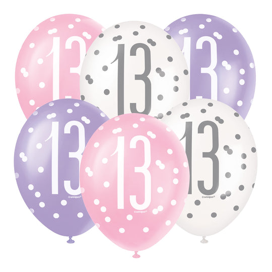 PACK OF 6 LATEX - 13th - PINK