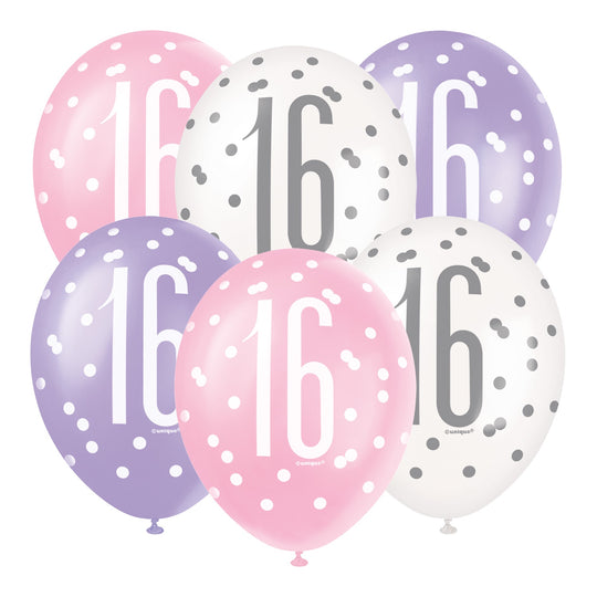 PACK OF 6 LATEX - 16th - PINK