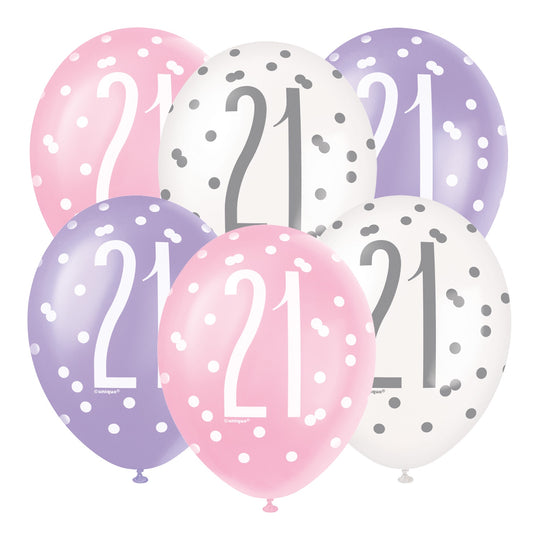 PACK OF 6 LATEX - 21st - PINK