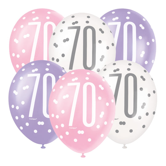 PACK OF 6 LATEX - 70th - PINK