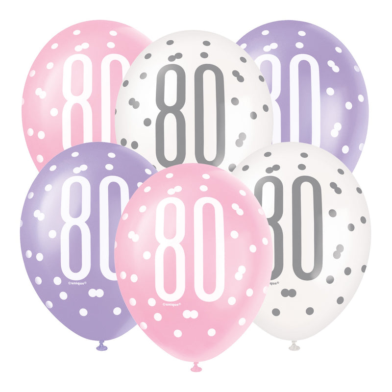 PACK OF 6 LATEX - 80th - PINK