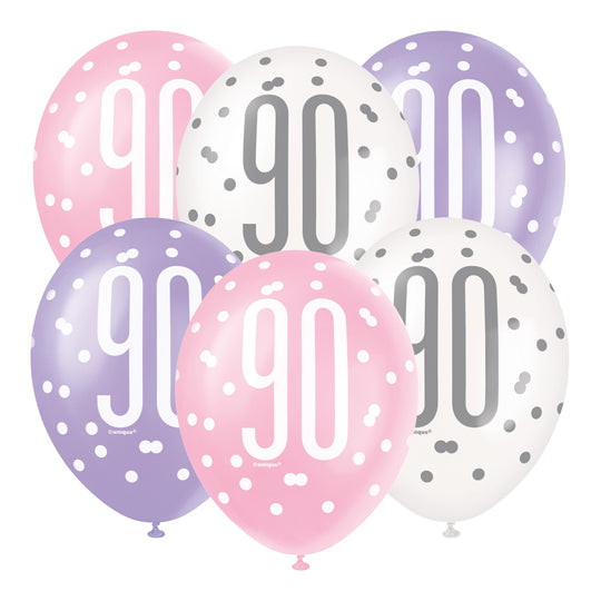 PACK OF 6 LATEX - 90th - PINK