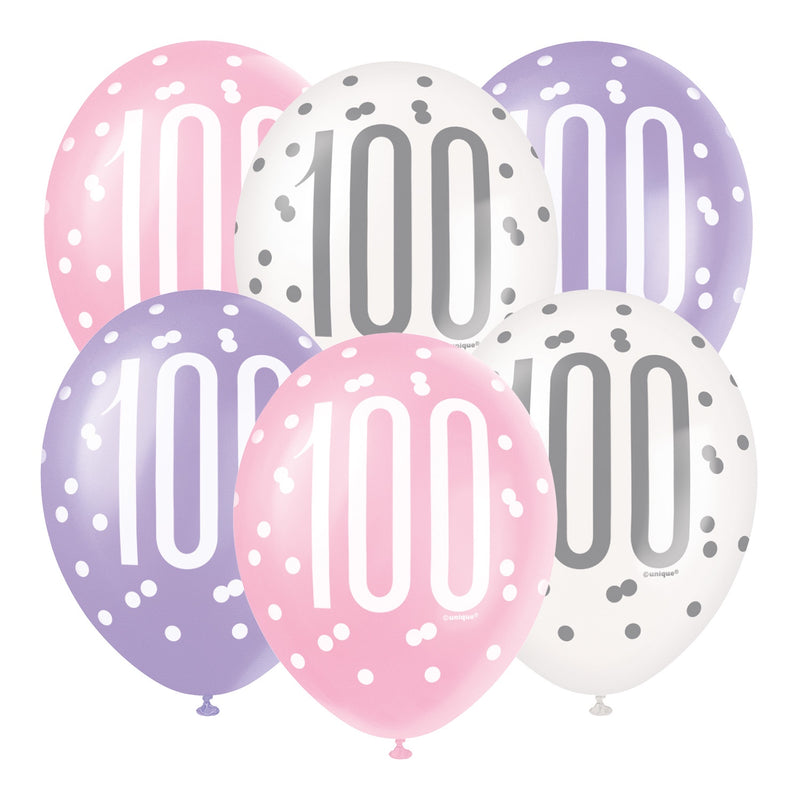 PACK OF 6 LATEX - 100th - PINK