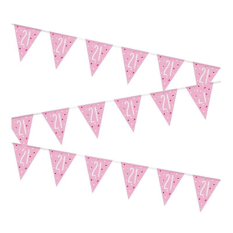 BUNTING - 21st - PINK & SILVER