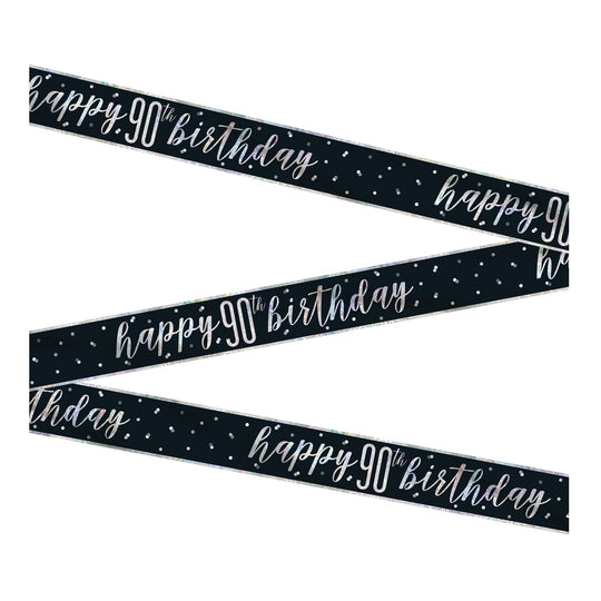 BANNER - HAPPY 90th BIRTHDAY - BLACK