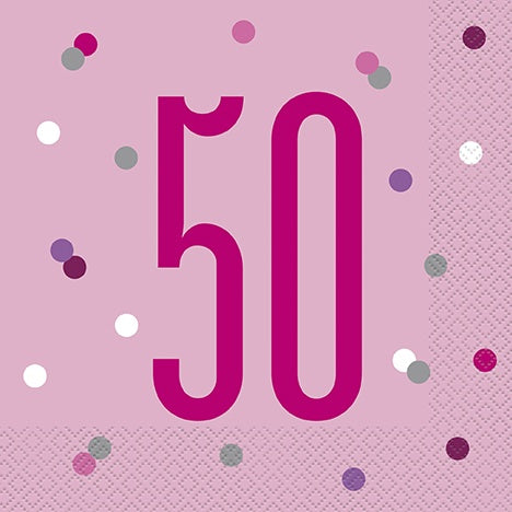 NAPKINS - 50th PINK - PACK OF 16