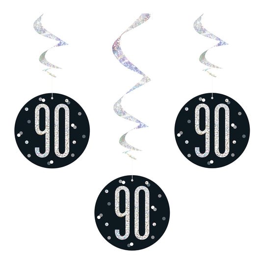 SWIRL DECORATIONS - 90th - BLACK