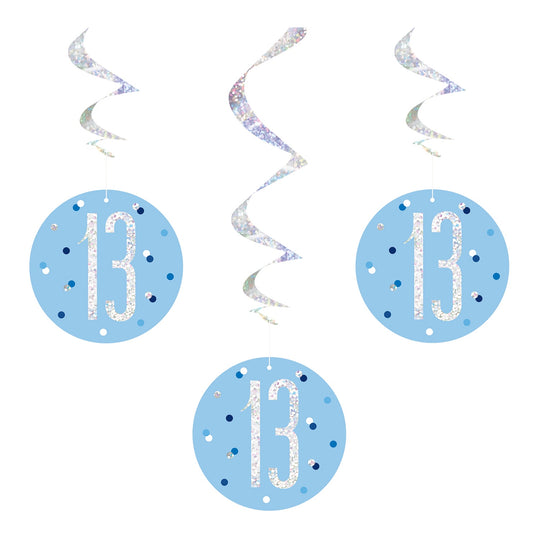 SWIRL DECORATIONS - 13th - BLUE