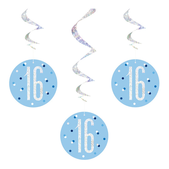 SWIRL DECORATIONS - 16th - BLUE GLITZ