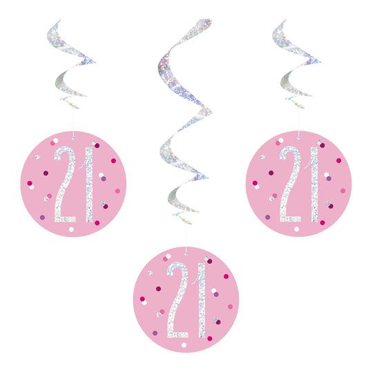 SWIRL DECORATIONS - 21st - PINK