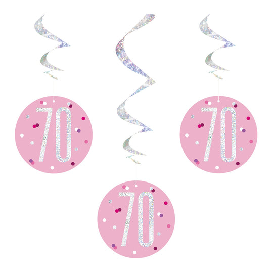 SWIRL DECORATIONS - 70th - PINK