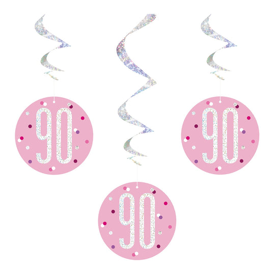 SWIRL DECORATIONS - 90th - PINK