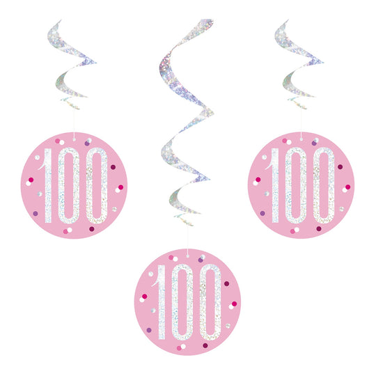 SWIRL DECORATIONS - 100th - PINK
