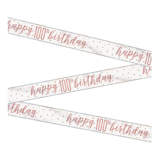 BANNER - HAPPY 100th BIRTHDAY - ROSE GOLD