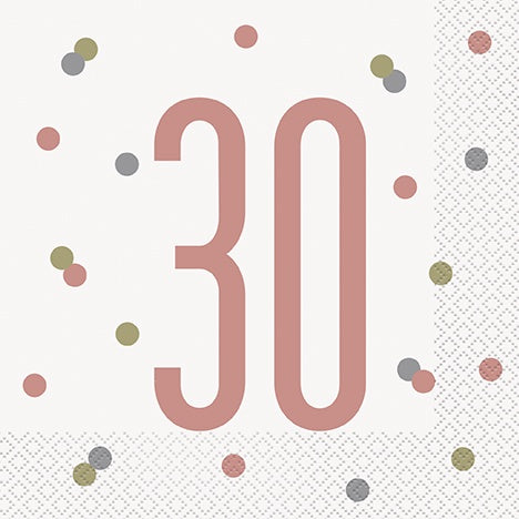 NAPKINS - 30th ROSE GOLD - PACK OF 16