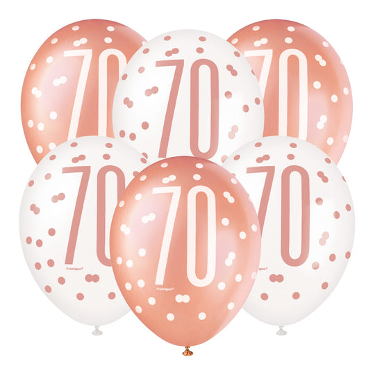 PACK OF 6 LATEX - 70th - ROSE GOLD