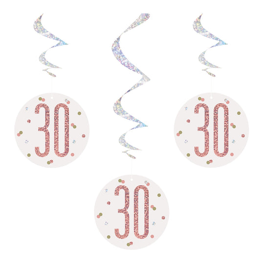 SWIRL DECORATIONS - 30th - ROSE GOLD