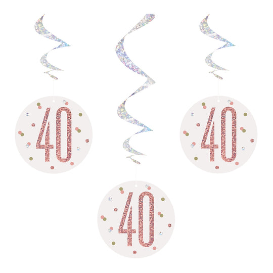 SWIRL DECORATIONS - 40th - ROSE GOLD