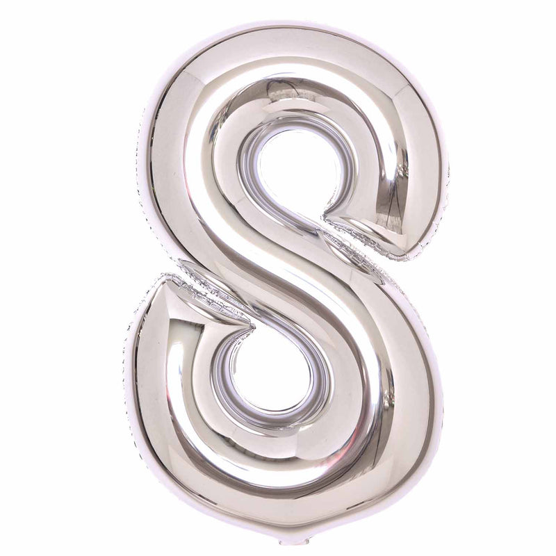 JUMBO NUMBER - 8 - SILVER - Partica Party