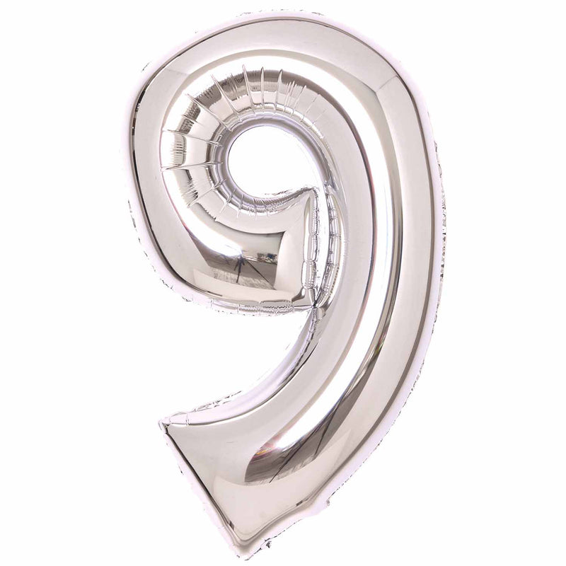 JUMBO NUMBER - 9 - SILVER - Partica Party