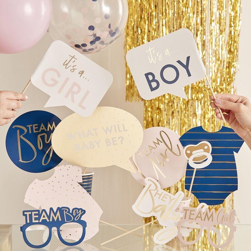 BABY SHOWER - PHOTO BOOTH PROPS - GOLD FOILED-BABY SHOWER MISC-Partica Party