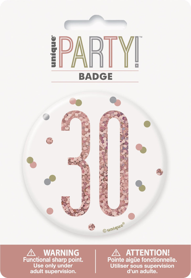 BADGE - 30 - ROSE GOLD-BADGE-Partica Party