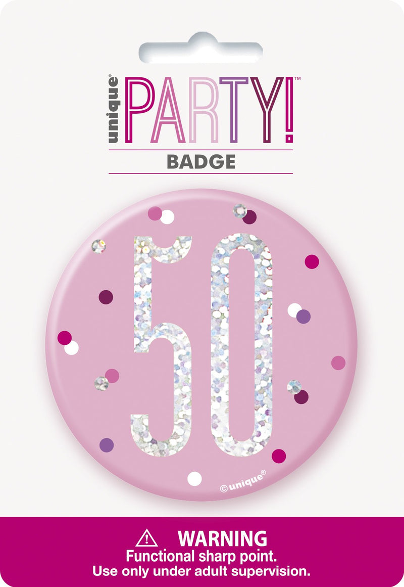 BADGE - 50 - PINK-BADGE-Partica Party