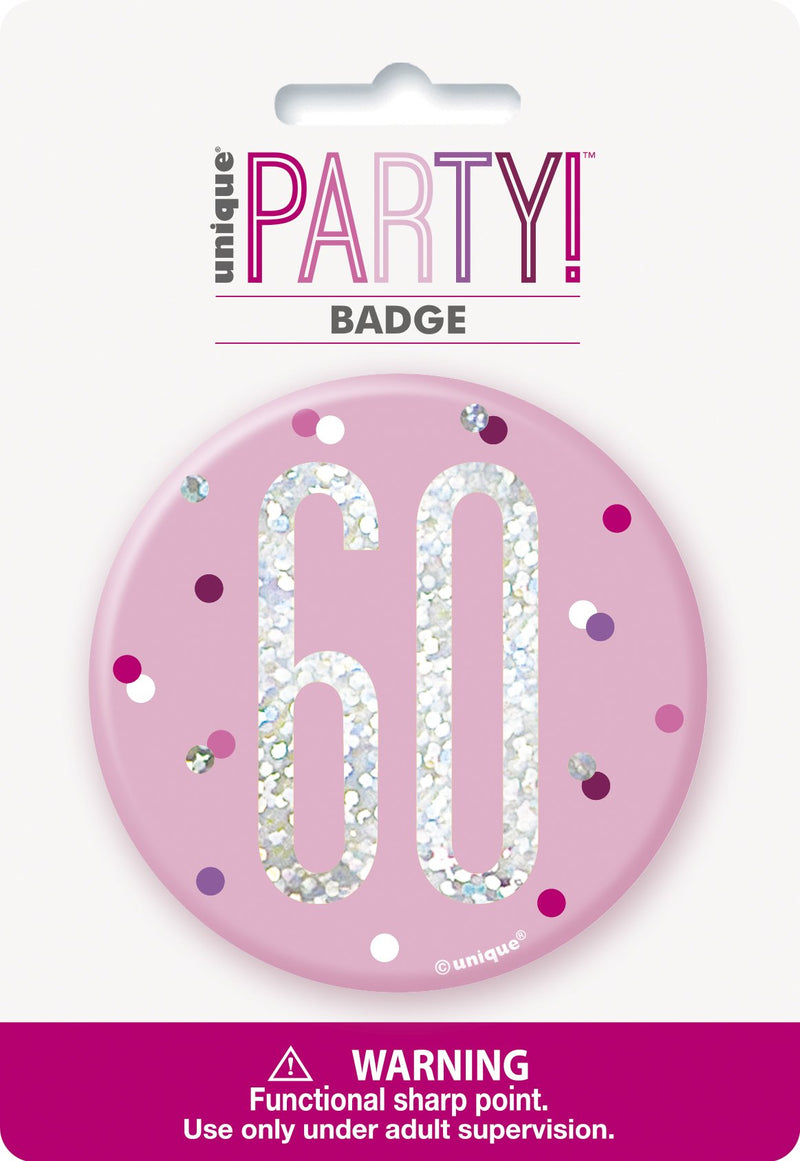 BADGE - 60 - PINK-BADGE-Partica Party