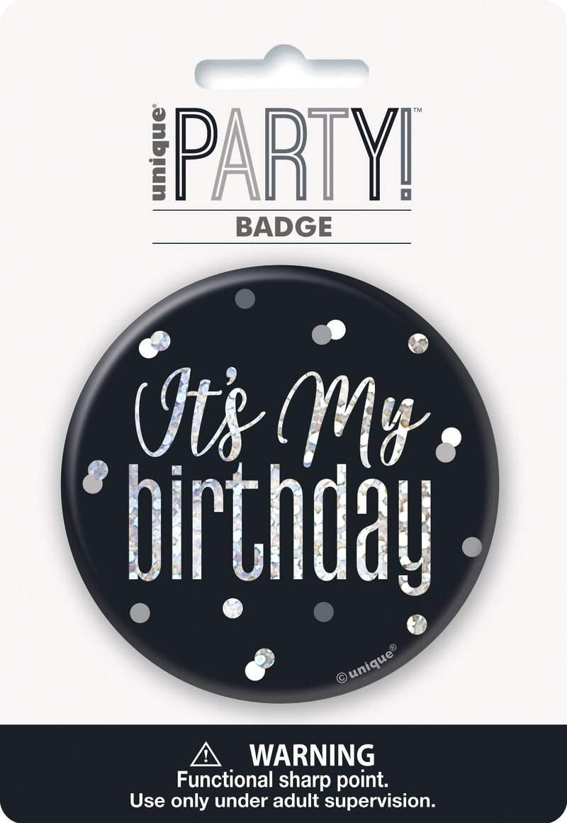 BADGE - IT'S MY BIRTHDAY - BLACK-BADGE-Partica Party
