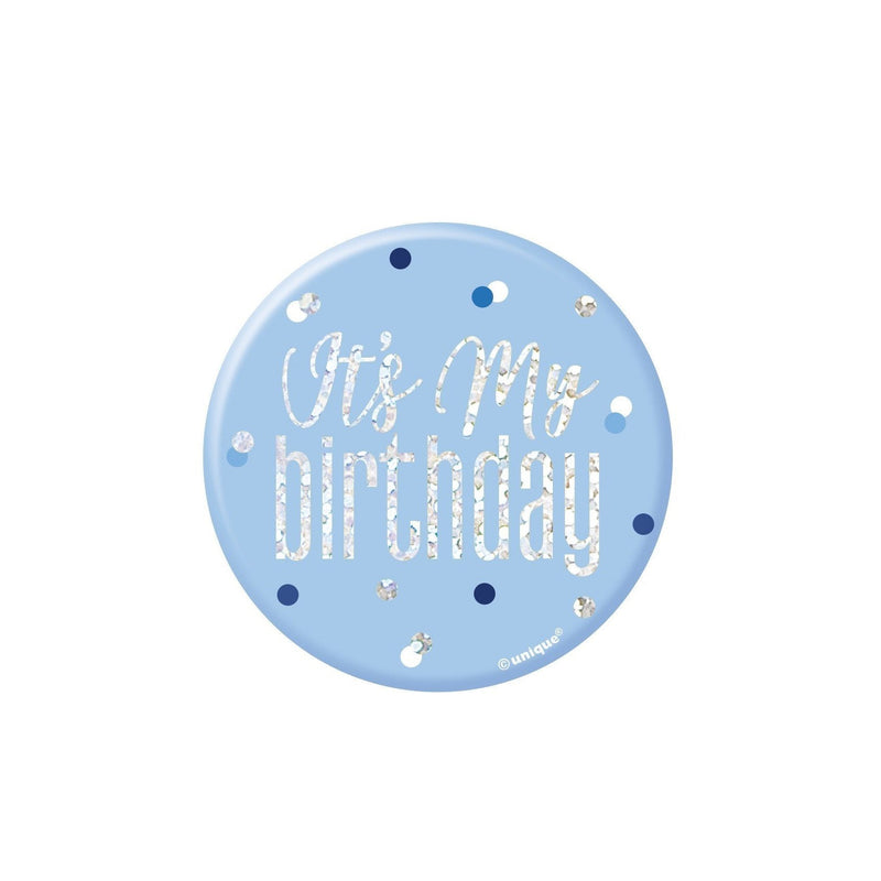 BADGE - IT'S MY BIRTHDAY - BLUE-BADGE-Partica Party