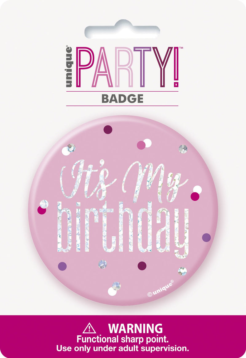 BADGE - IT'S MY BIRTHDAY - PINK-BADGE-Partica Party