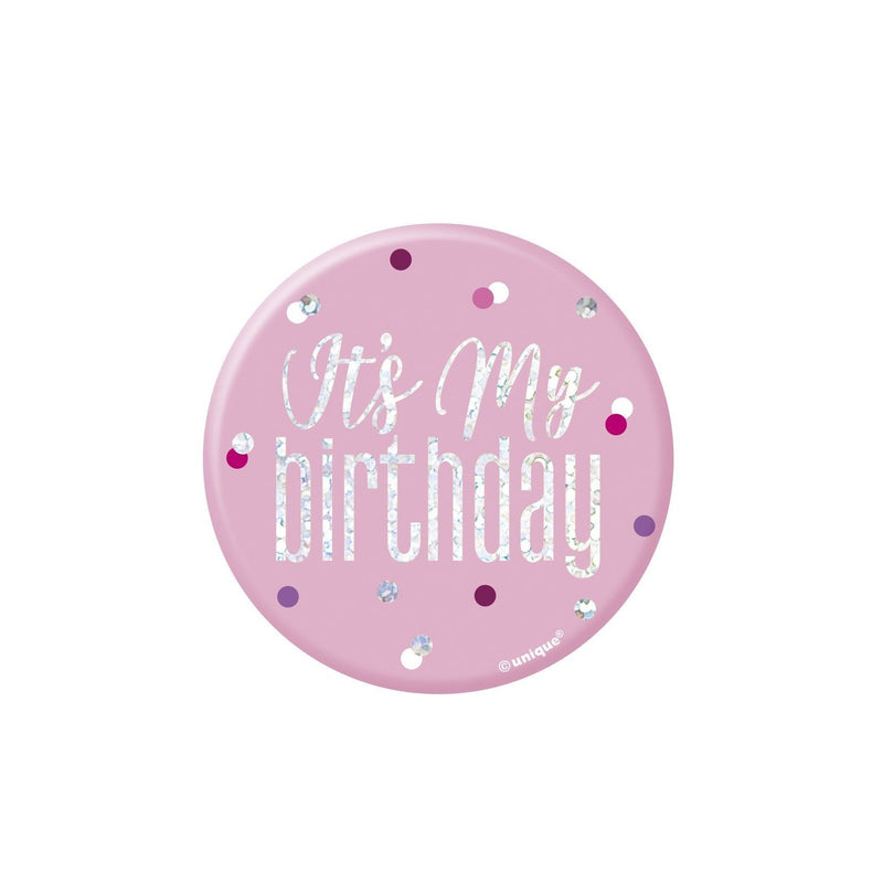 BADGE - IT'S MY BIRTHDAY - PINK-BADGE-Partica Party