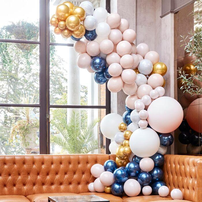BALLOON ARCH KIT - LUXE MARBLE, NAVY & GOLD CHROME-BALLOON ARCH-Partica Party