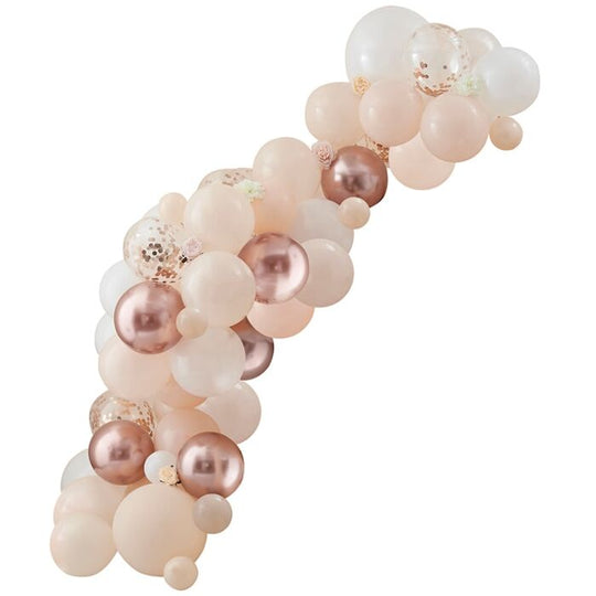 BALLOON ARCH KIT - PEACH, WHITE & ROSE GOLD