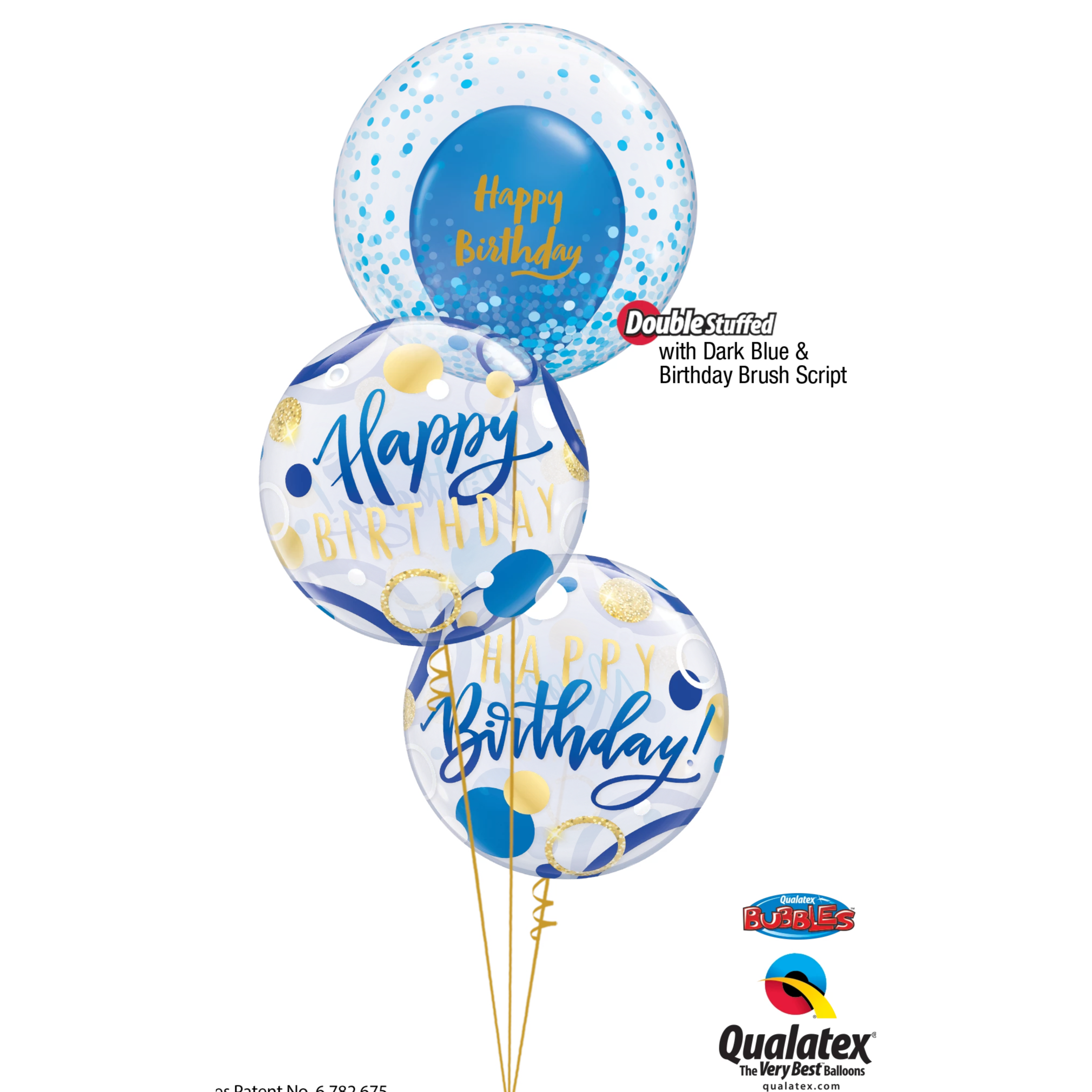 BALLOON BOUQUET - BLUE & GOLD BIRTHDAY BUBBLE - 14.99 GBP – Partica