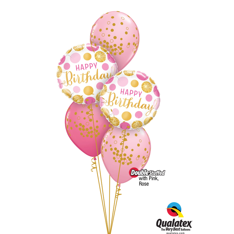 BALLOON BOUQUET - HAPPY BIRTHDAY GLITTERING POLKA DOTS-BALLOON BOUQUET-Partica Party