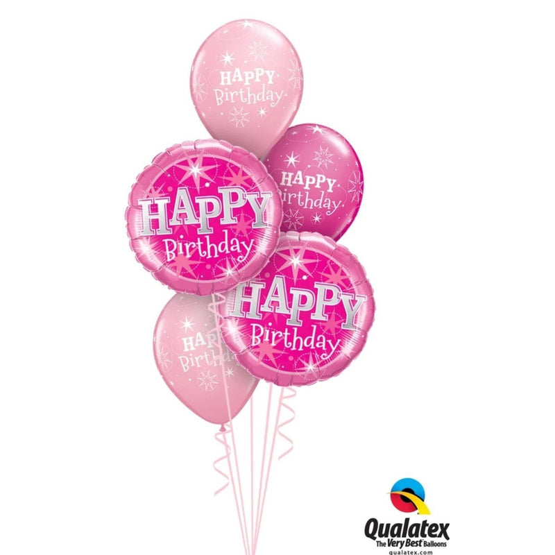 BALLOON BOUQUET - PINK HAPPY BIRTHDAY-BALLOON BOUQUET-Partica Party