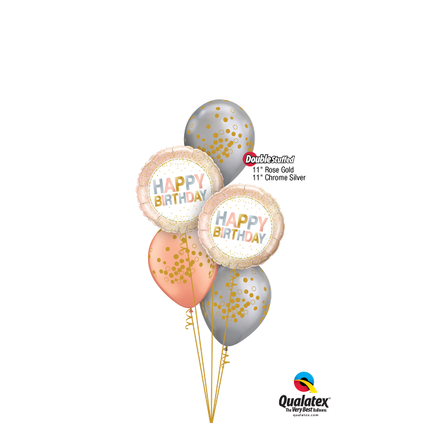 BALLOON BOUQUET - ROSE GOLD & CHROME SILVER BIRTHDAY-BALLOON BOUQUET-Partica Party