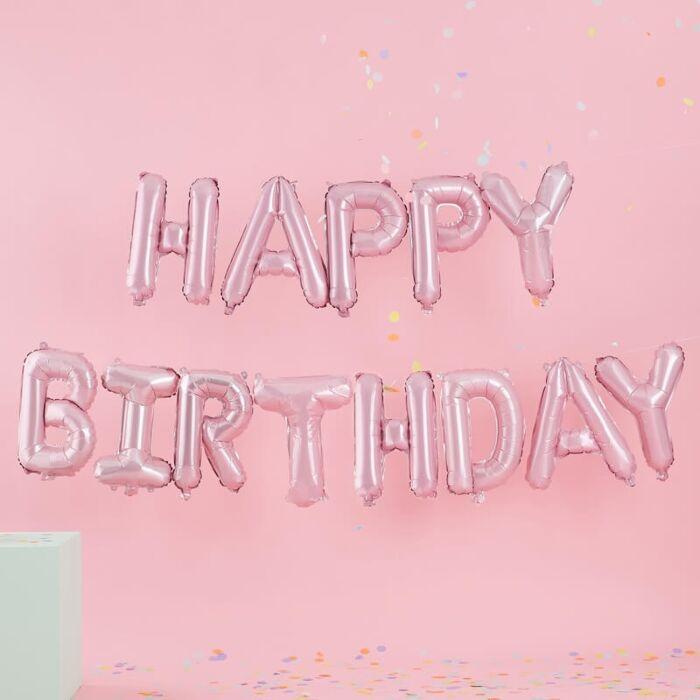 BALLOON BUNTING - HAPPY BIRTHDAY - PINK-BALLOON BUNTING-Partica Party