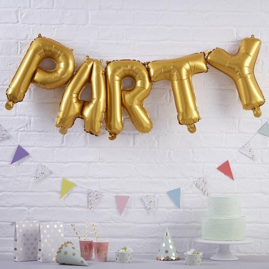 BALLOON BUNTING - PARTY - GOLD