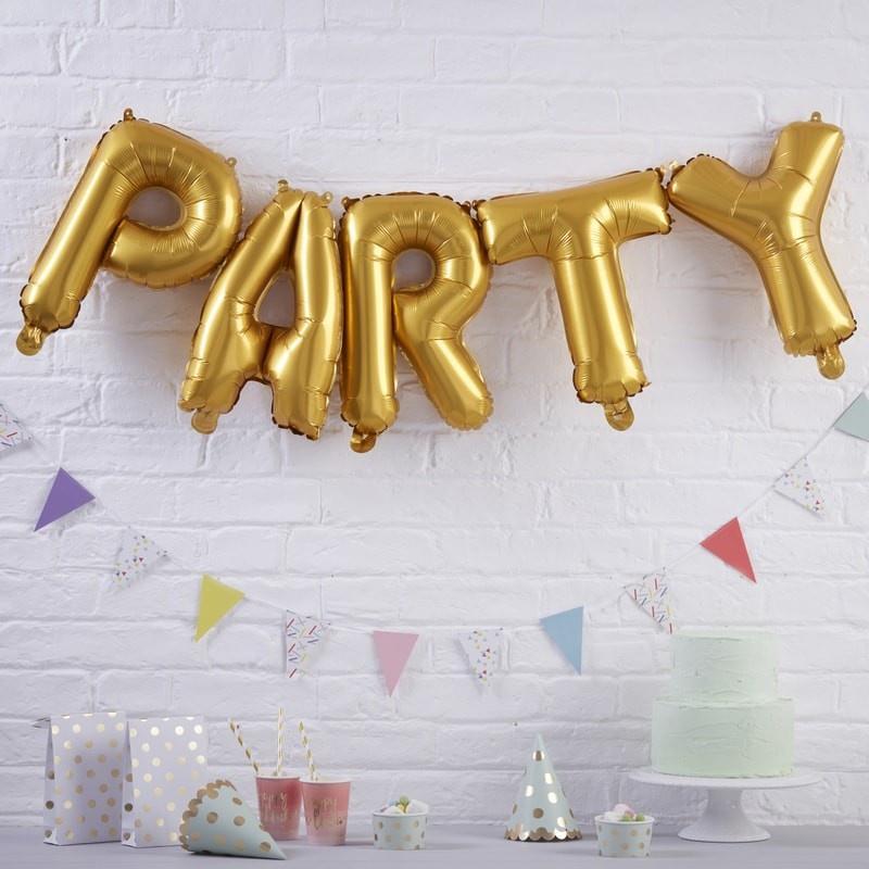 BALLOON BUNTING - PARTY - GOLD-BALLOON BUNTING-Partica Party