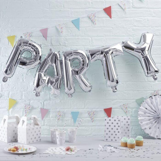 BALLOON BUNTING - PARTY - SILVER