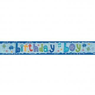 BANNER - BIRTHDAY BOY - BLUE HOLOGRAPHIC-BANNER-Partica Party