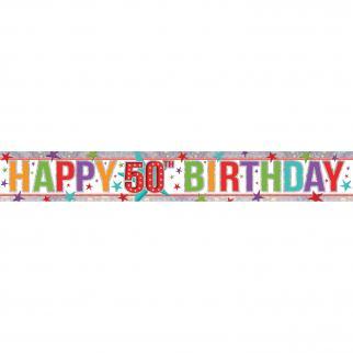 BANNER - HAPPY 50TH BIRTHDAY - MULTICOLOUR-BANNER-Partica Party